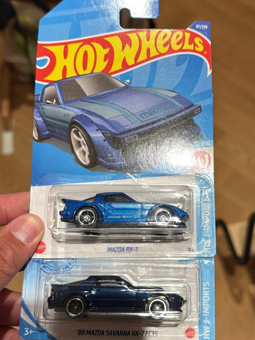 Hot Wheels Blue Mazda RX-7 & Dark Blue Mazda Savanna